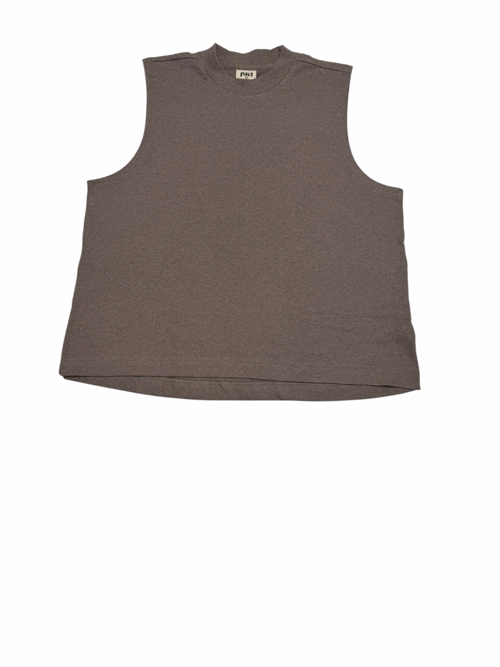 PACT Organic Cotton Mock Neck Sleeveless Top XL Brown Minimalist Tank